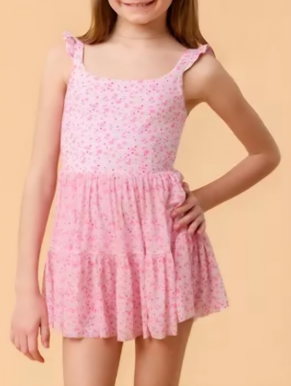 NWT Blogilates Girls' Mommy & Me Ballerina Ruffle Dress - Pink Floral Print